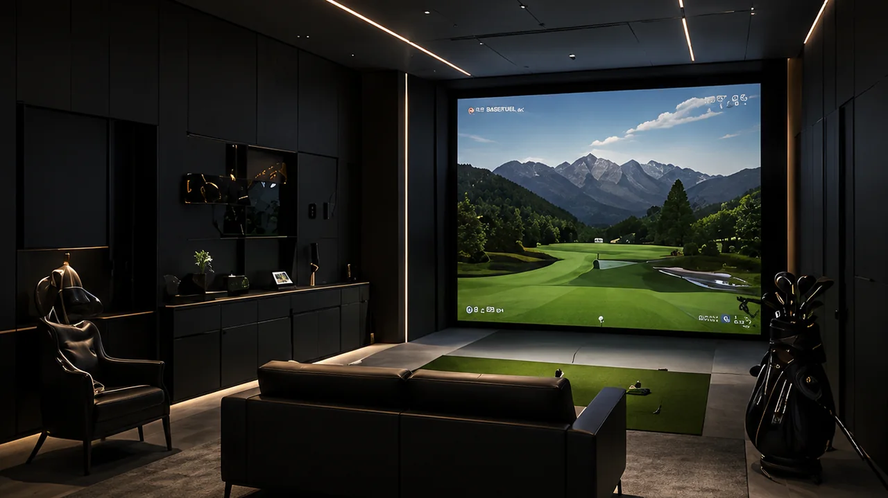 Simulador de golf privado Signature integrado en una residencia contemporánea